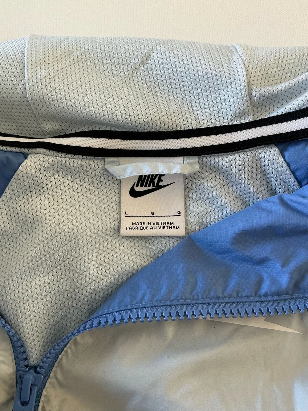 Nike Windrunner Hooded Windbreaker Jacket Blue Gray Full Zip Women’s Large